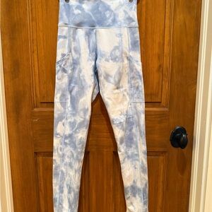 Aerie Offline Blue and White Tie-Dye Leggings Excellent Condition